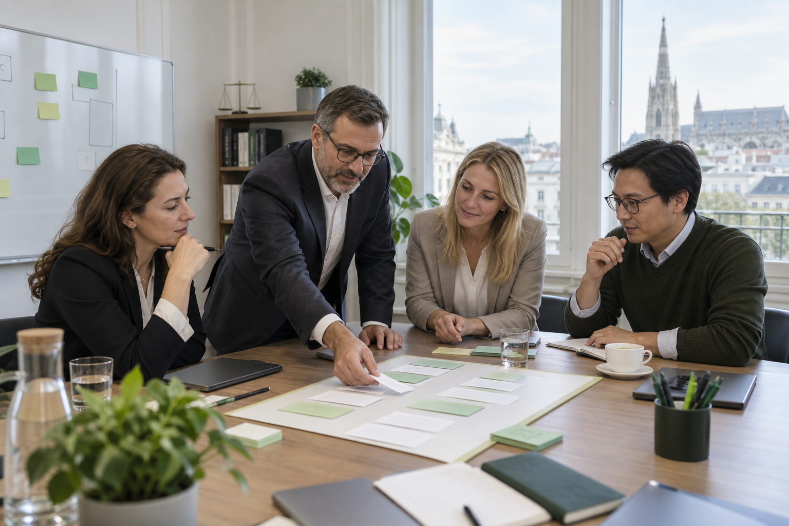 Kanzleiteam priorisiert Prozesse in einem KI-Strategie-Workshop